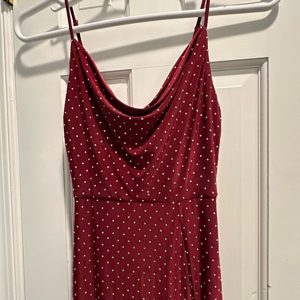 B Darlin Burgundy Rhinestone Dress Size Small - Picture 8 of 10